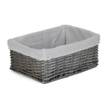 Wicker Antique Wash Storage Basket With White Lining | Set-of-3 | White