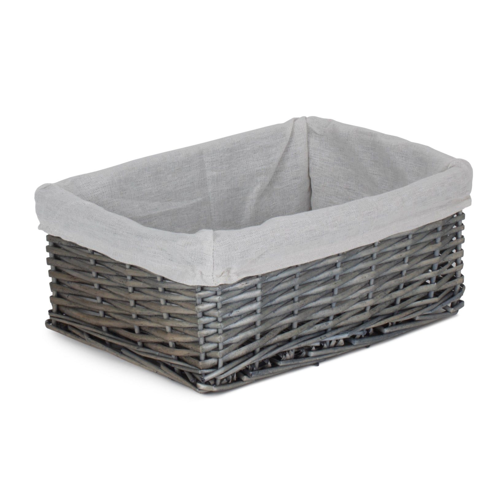 Wicker Antique Wash Storage Basket With White Lining | Set-of-3 | White