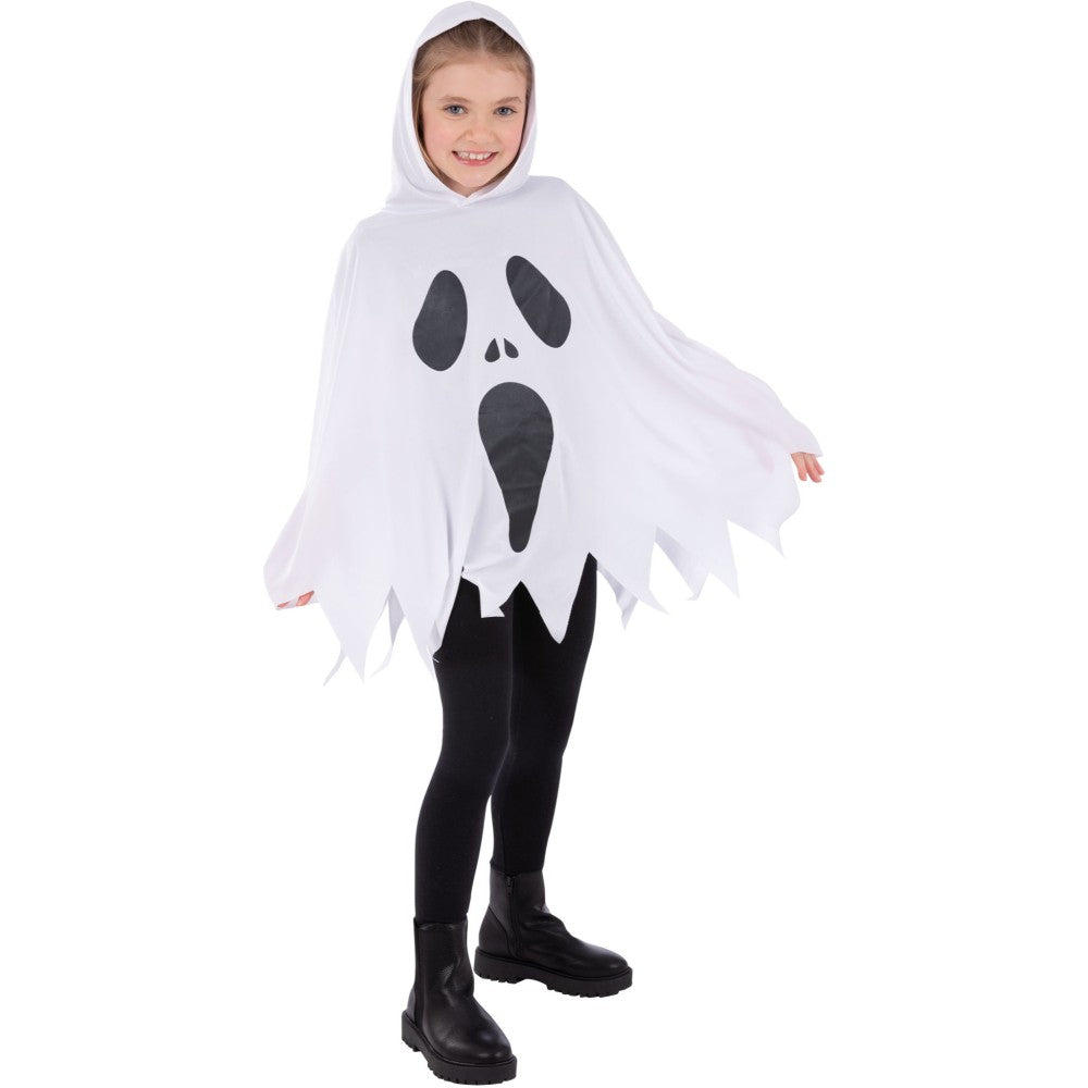 Kids Unisex White Ghost Poncho