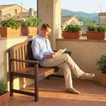 2 Person Garden Bench, Wooden Outdoor Furniture With Armrest