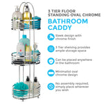 3 Tier Floor Standing Oval Chrome Bathroom Caddy
