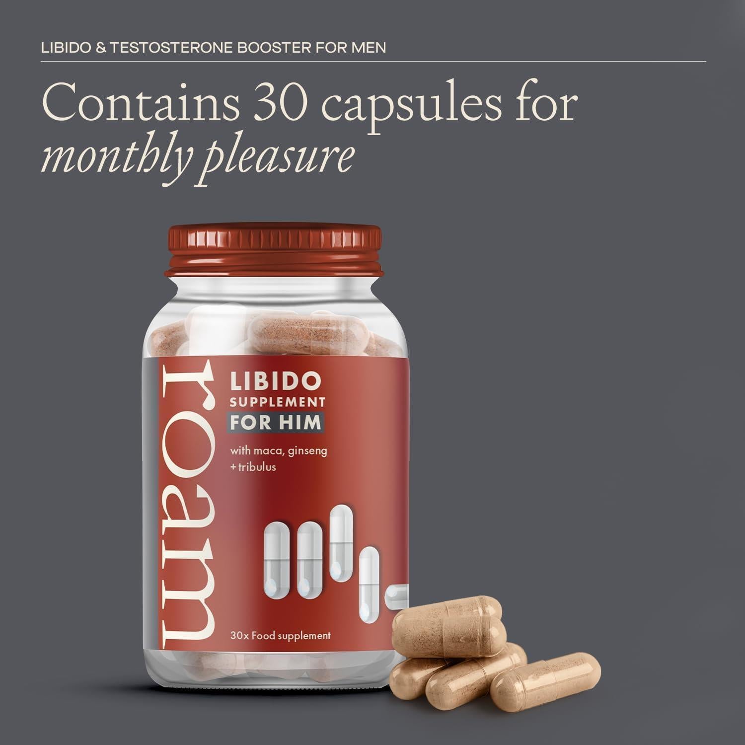 Libido For Him & Medium Brown Condom Bundle Male Energy Vitality Support