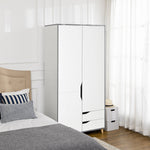 2 Door Wardrobe With Drawers Hanging Rail Shelves Bedroom | One Size | White
