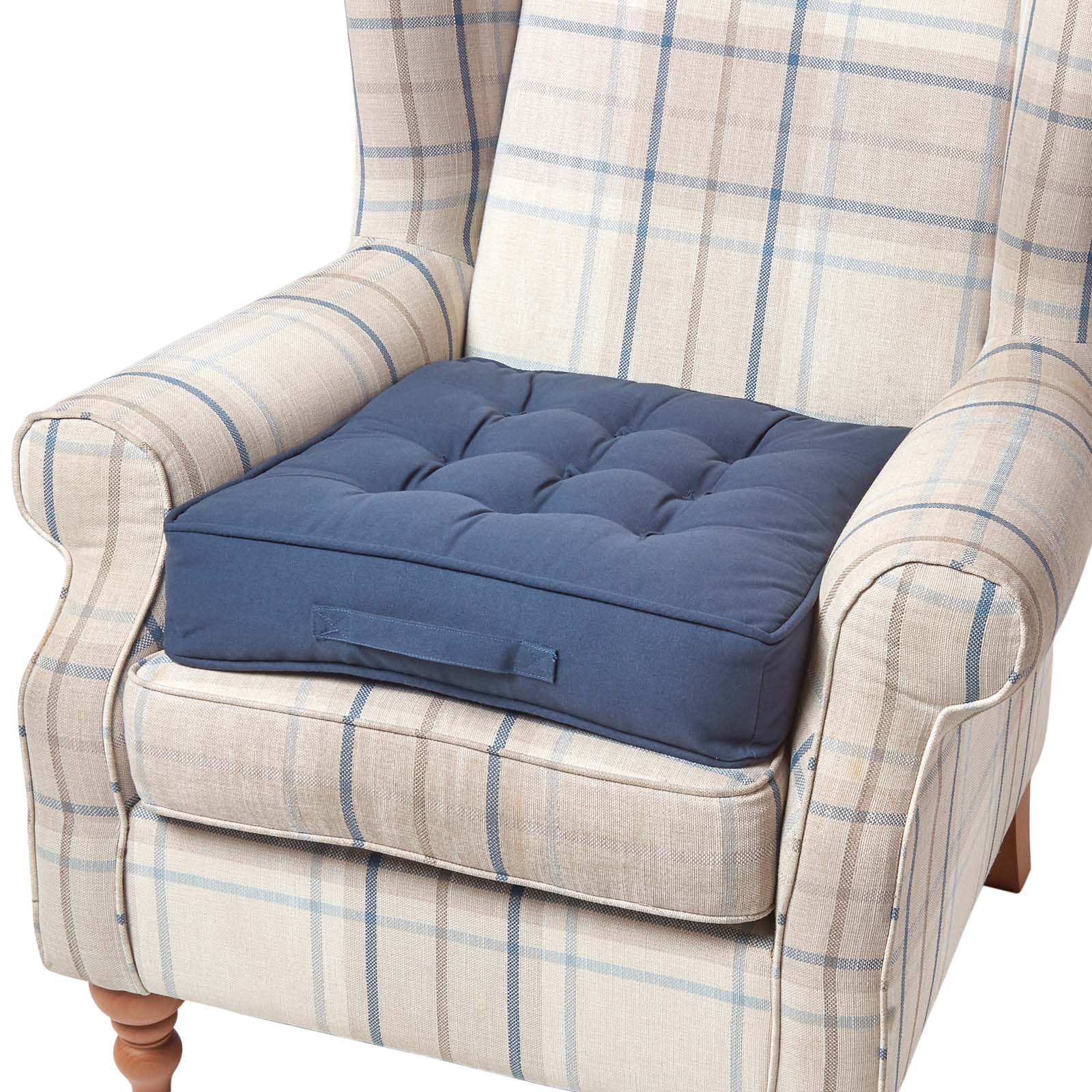 Cotton Armchair Booster Cushion | 50cm x 50cm | Navy Blue