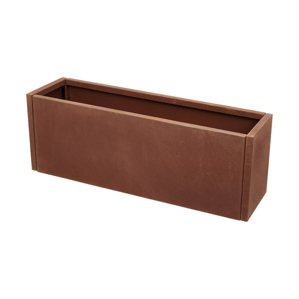 100/120cm W X 30cm D X 40cm H Rust Steel Flowerpot Outdoor Garden Weathering Metal Planter Box, Steel Planter With Drainage Hole | Large