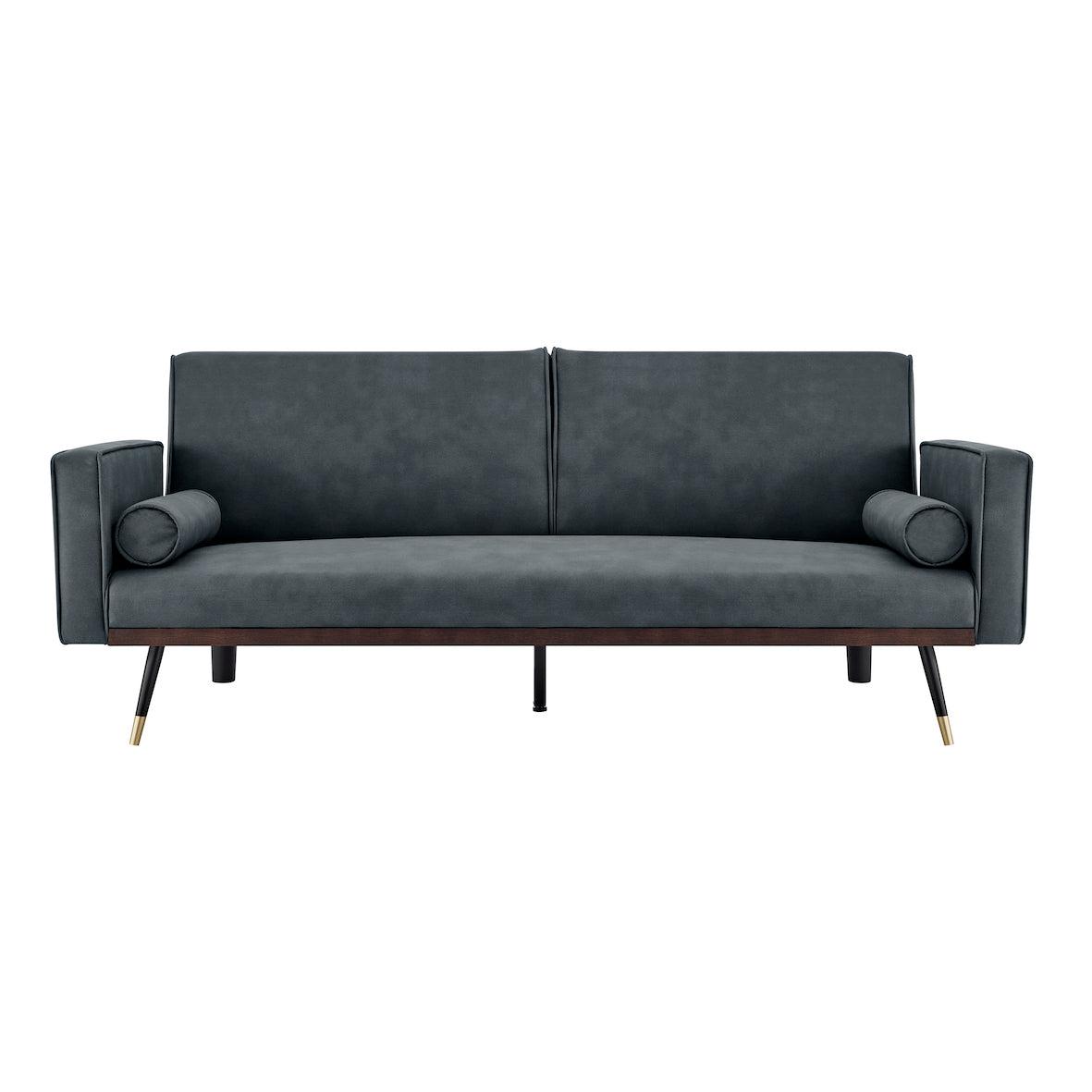 Faux Suede Click-clack Sofa Bed - 3 Seater | Grey