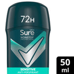 Men Antiperspirant Deodorant Stick Sensitive 72h Nonstop Protection, 3pk, 50ml | 3