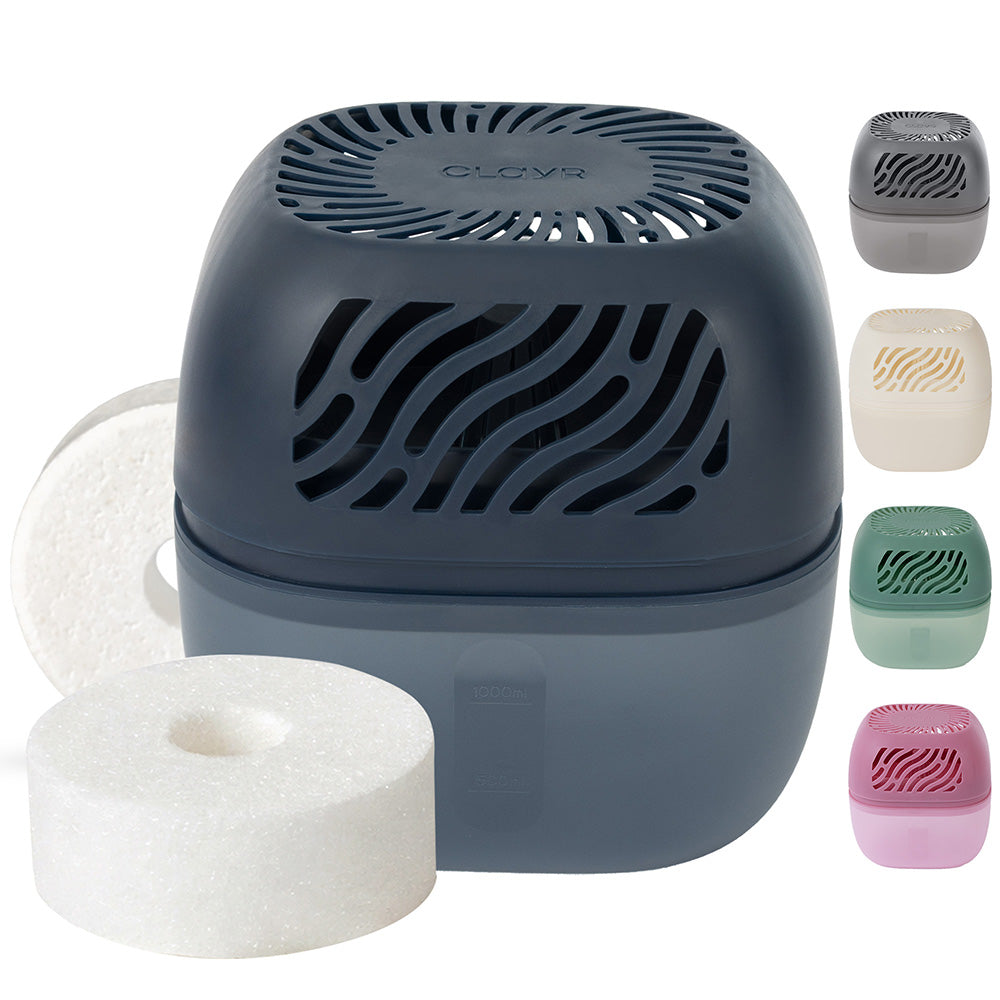 Reusable 1000ml Dehumidifier With 2 Calcium Chloride Refill Tabs | Navy Blue