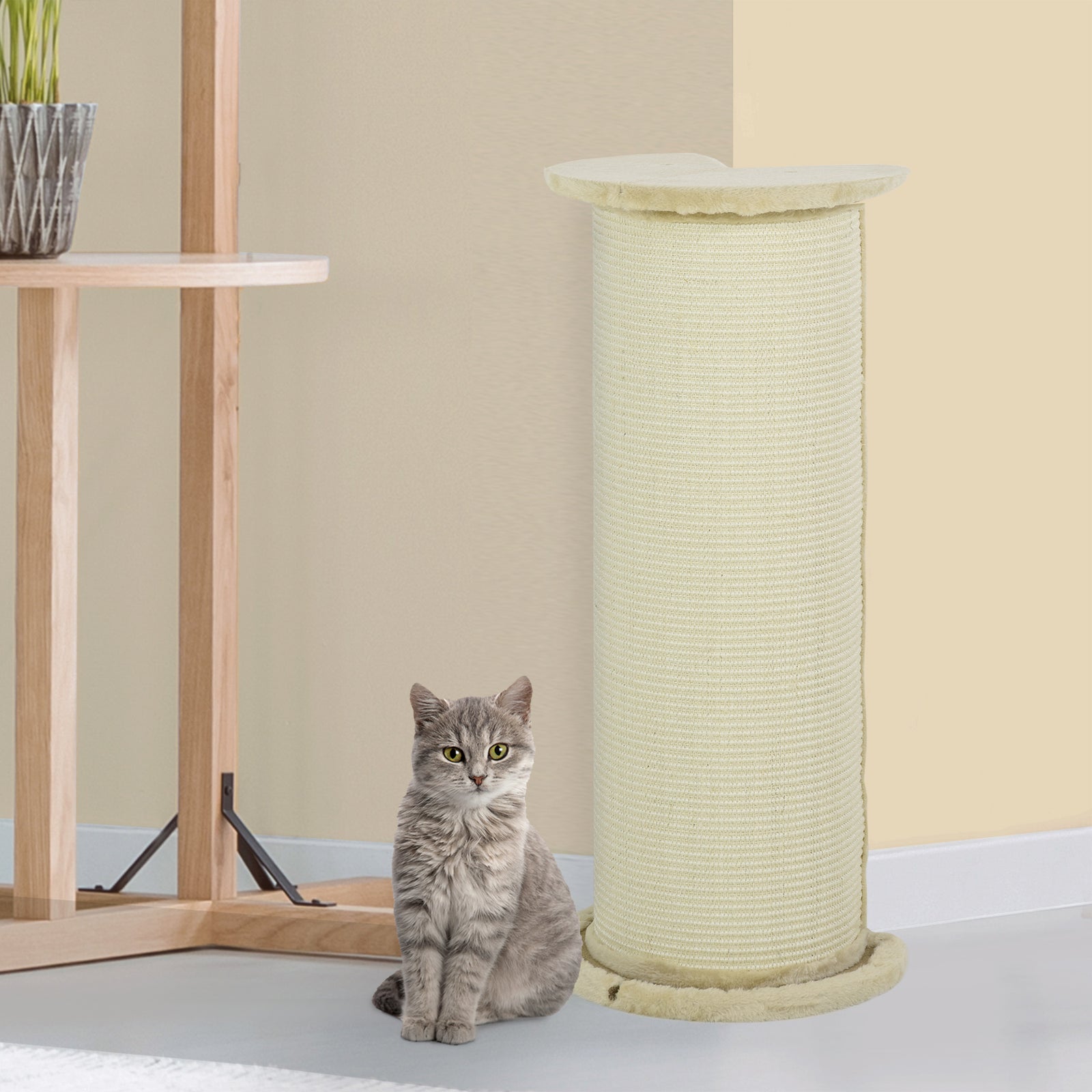 85cm Tall Cat Scratching Post For Indoor Corner Use - Beige