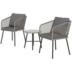 3 Piece Rattan Bistro Set, Patio Conversation Set | Gray