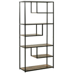 Wood Bookshelf Industrial Style 6 Tier Display Rack