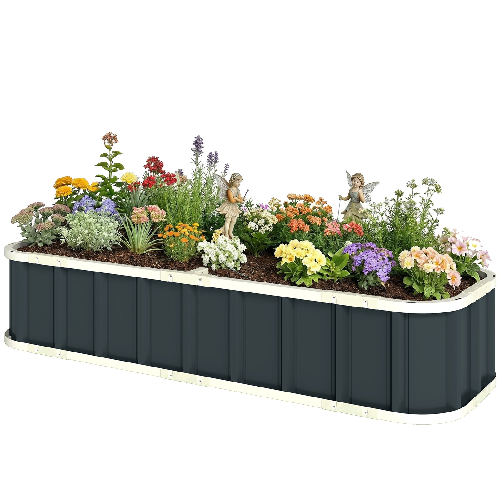 Galvanised Raised Garden Bed With Gloves | L | Dark Grey