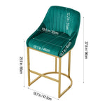 Modern Velvet Upholstered Bar Stools With Metal Legs, Set Of 2 – Contemporary Design, Comfortable Padded Seat, And Anti-slip Base | Green
