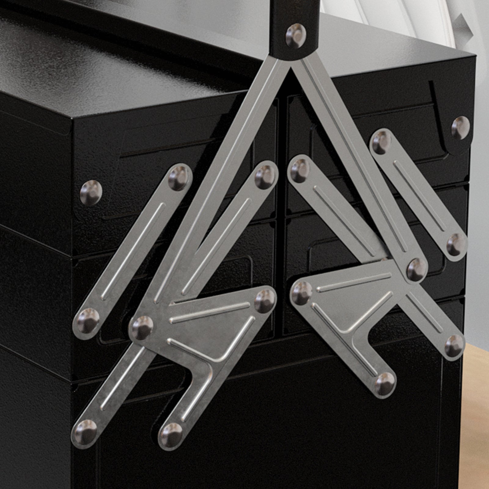 3 Tier Toolbox With 5 Trays And Handle, 45cmx20cmx34.5cm | Black