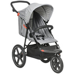 Foldable Three-wheeler Baby Stroller W/ Sun Canopy, Storage | Grey