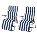 Set Of 2 Adjustable Sun Lounger Recliner Reclining Seat | Blue