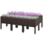 Set Of 6 Raised Flower Bed Plant Stand Brown