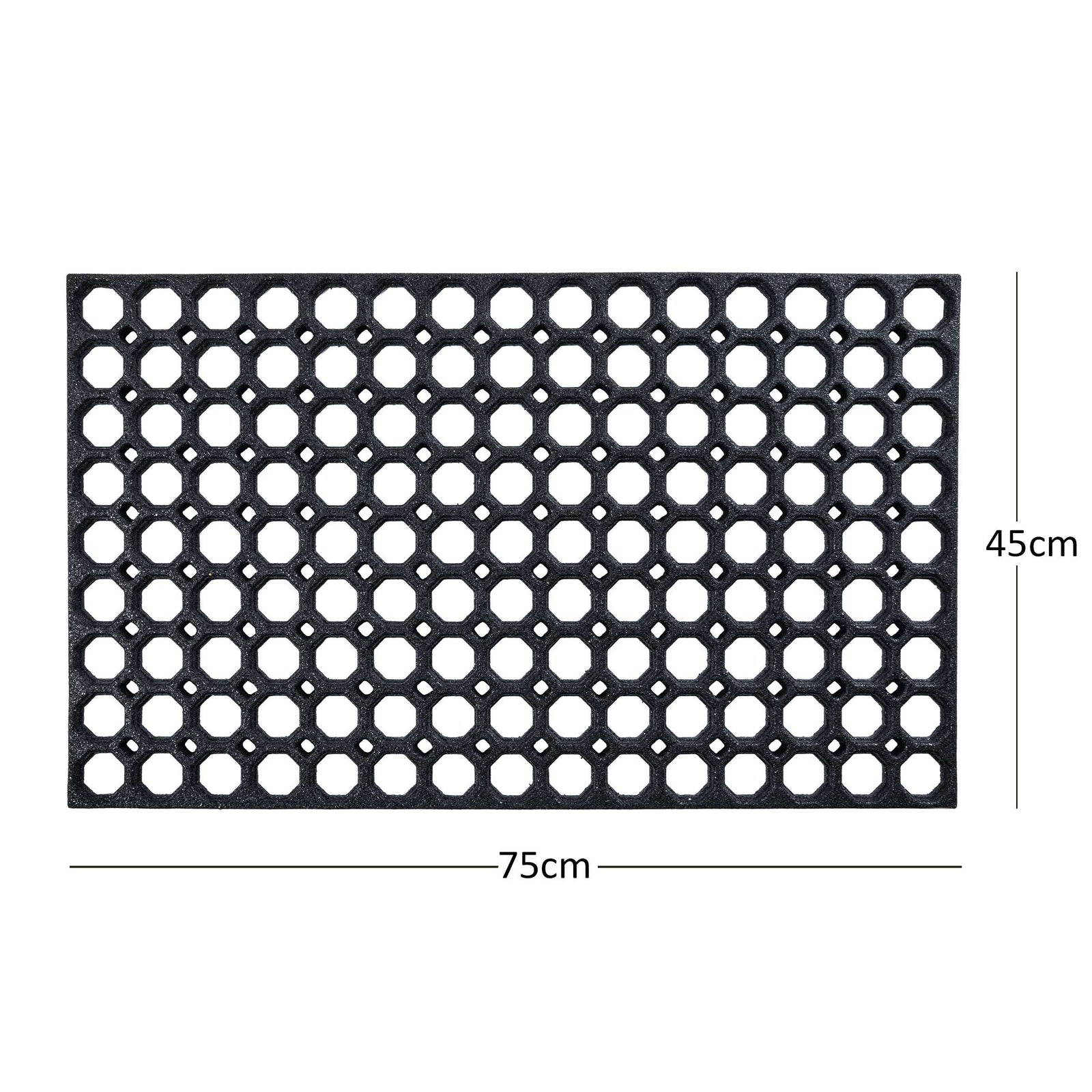 Rubber Ring Entrance Doormat | 75cm x 44cm | Black
