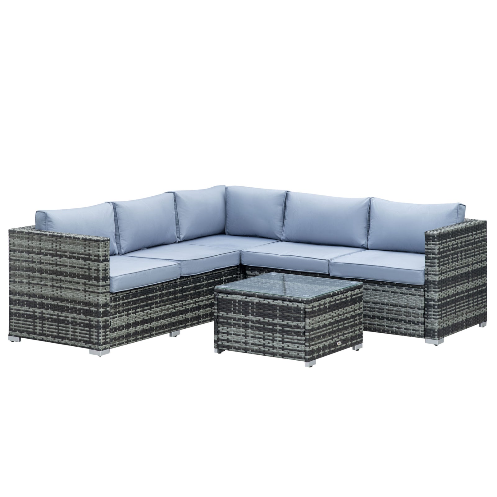 4 Pieces Rattan Set Conversation W/ Table Grey