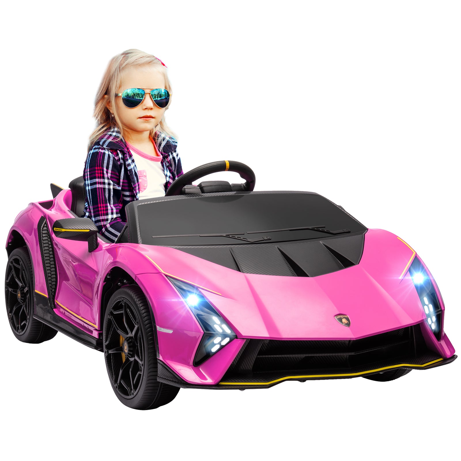 12v Lamborghini Autentica Licensed Kids Electric Car W/ Remote Control | Pink