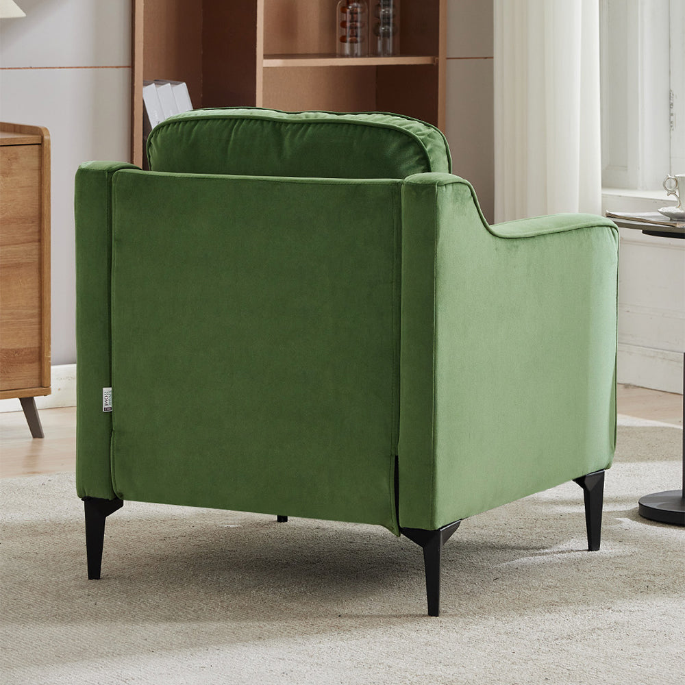 Contemporary Upholstered Armchair – Velvet Accent Chair For Living Room Or Study | Green