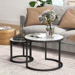 Glass Coffee Table Set Of 2, Round Nest Of Tables