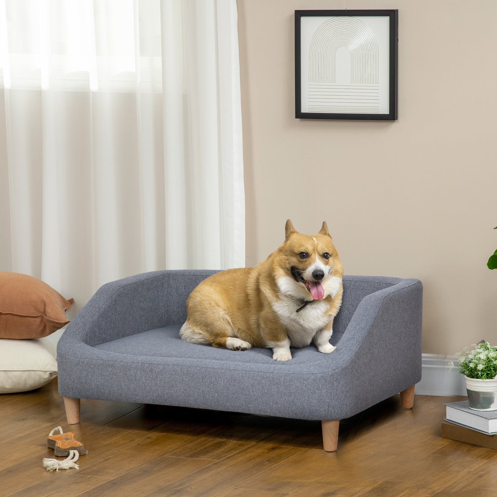 Dog Sofa Bed Cat Sofa W/ Soft Cushion For Small Medium Large Dogs | Gray