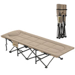 Folding Camping Bed With Cushion | Khaki