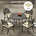 Set Of 4 Outdoor Seat Cushion W/ Ties, For Garden Furniture | Beige