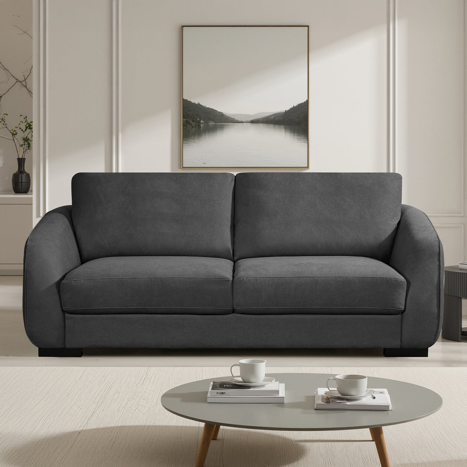 Fairview Soft Fabric 3 Seat Sofa | Charcoal Grey
