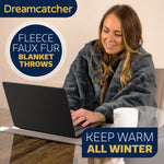 Blanket Throw Soft Faux Fur 160 X 130cm Fleece Overblanket Fluffy Blanket  For Sofa & Beds | L | Grey