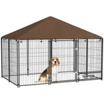 Outdoor Dog House W/ Canopy Top, Lock, Bowl Holder