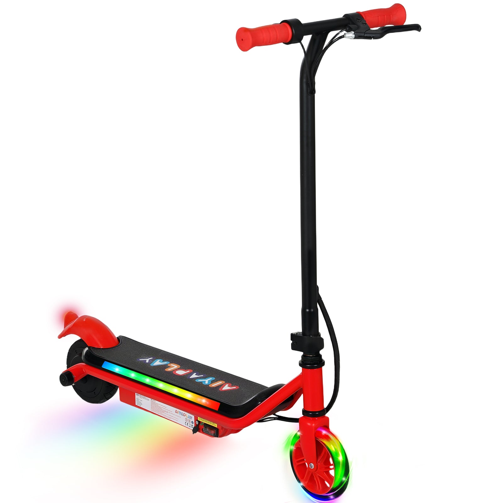 Electric Scooter For 6-14 With Dual Brakes & Colourful Light | Red