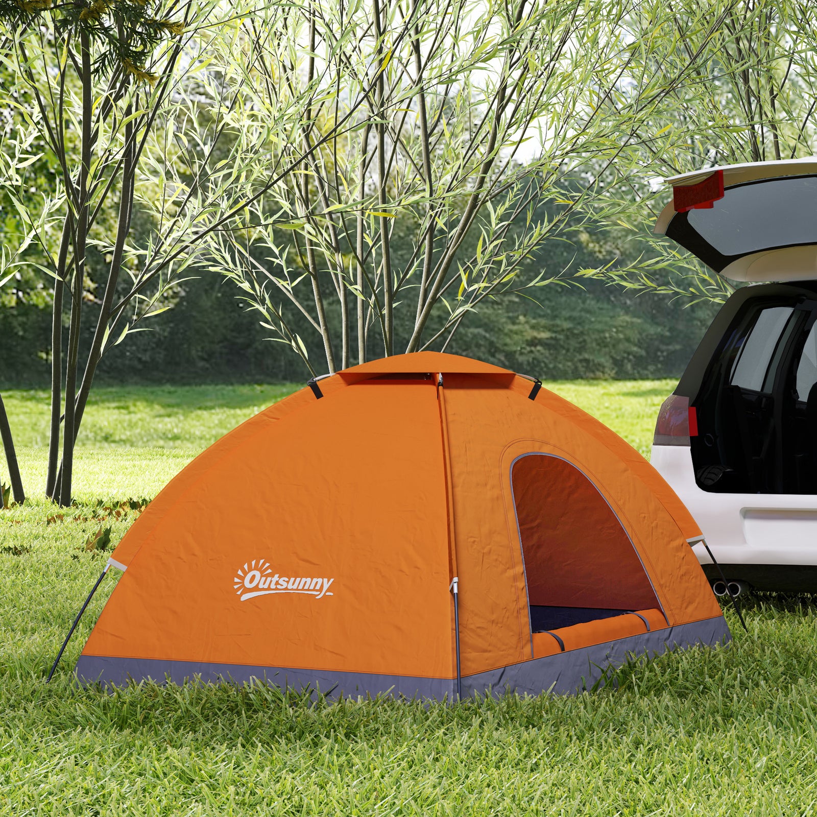 Outsunny Camping Tent For 2 Person Dome Tent W/ Storage Pocket