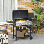 Gas Burner Bbq Grill With Wheels | Large | Black