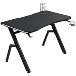 Ergonomic Gaming Desk With Hook Cup Holder Led | Black