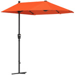 2m Half Garden Parasol Market Umbrella W/ Crank Handle, Base