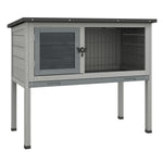 Large Elevated Indoor Outdoor Wooden Rabbit Hutch W/ Asphalt Roof, Tray | Gray