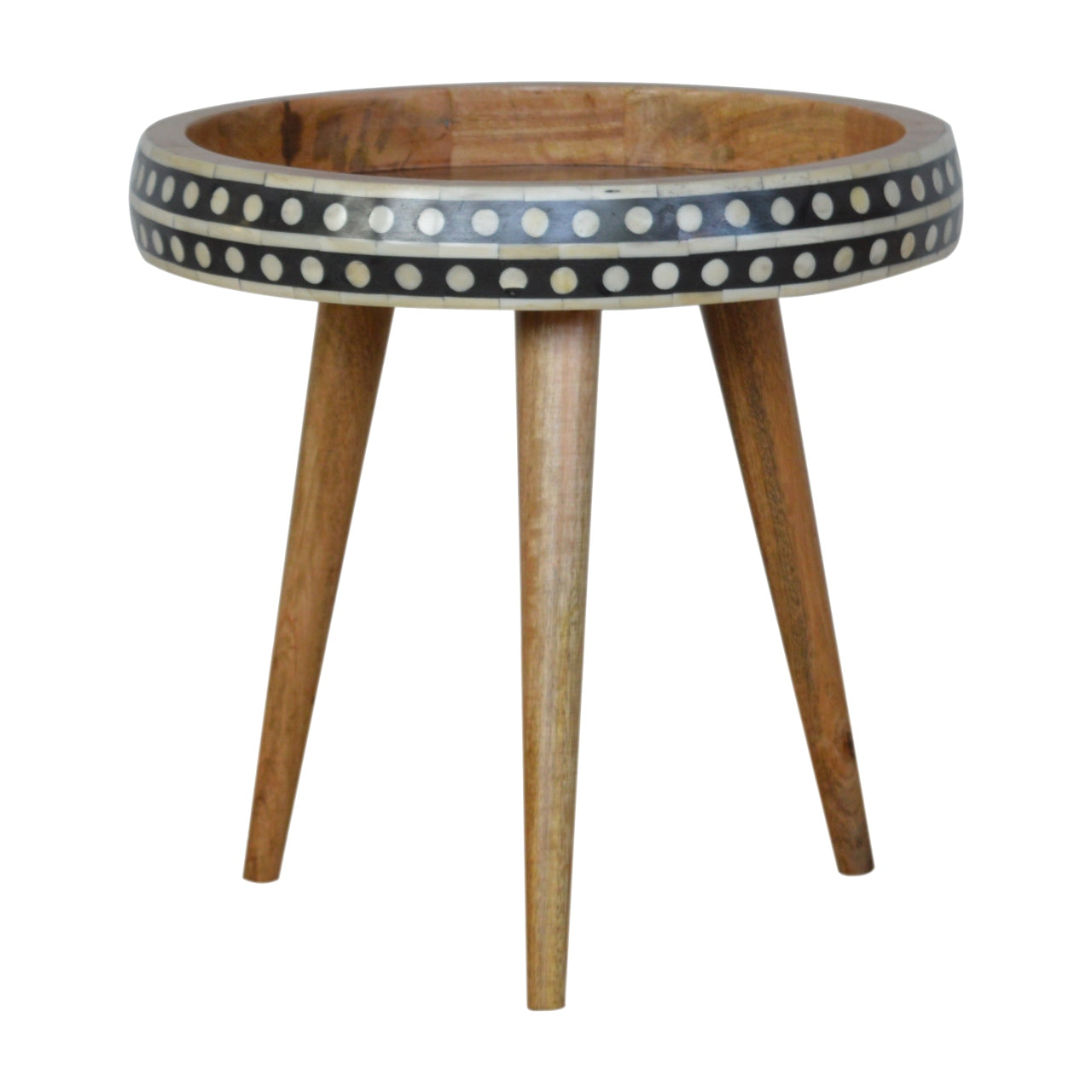Solid Mango Wood Small Dotted End Table