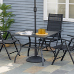 Garden Table W/ Parasol Hole For Four, Slatted Metal Top | Black