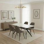 San Diego Marble Top Dining Table With Jaydn Leather Chairs | Grey