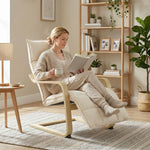 Accent Chair, Leisure Lounge Chair Armchair With Footrest | Cream