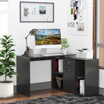 Dual Use Adjustable Large L Shaped Computer Desk Laptop | Black