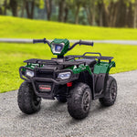 12v Electric Quad Bike For Kids W/ Led Headlights, Music | Green