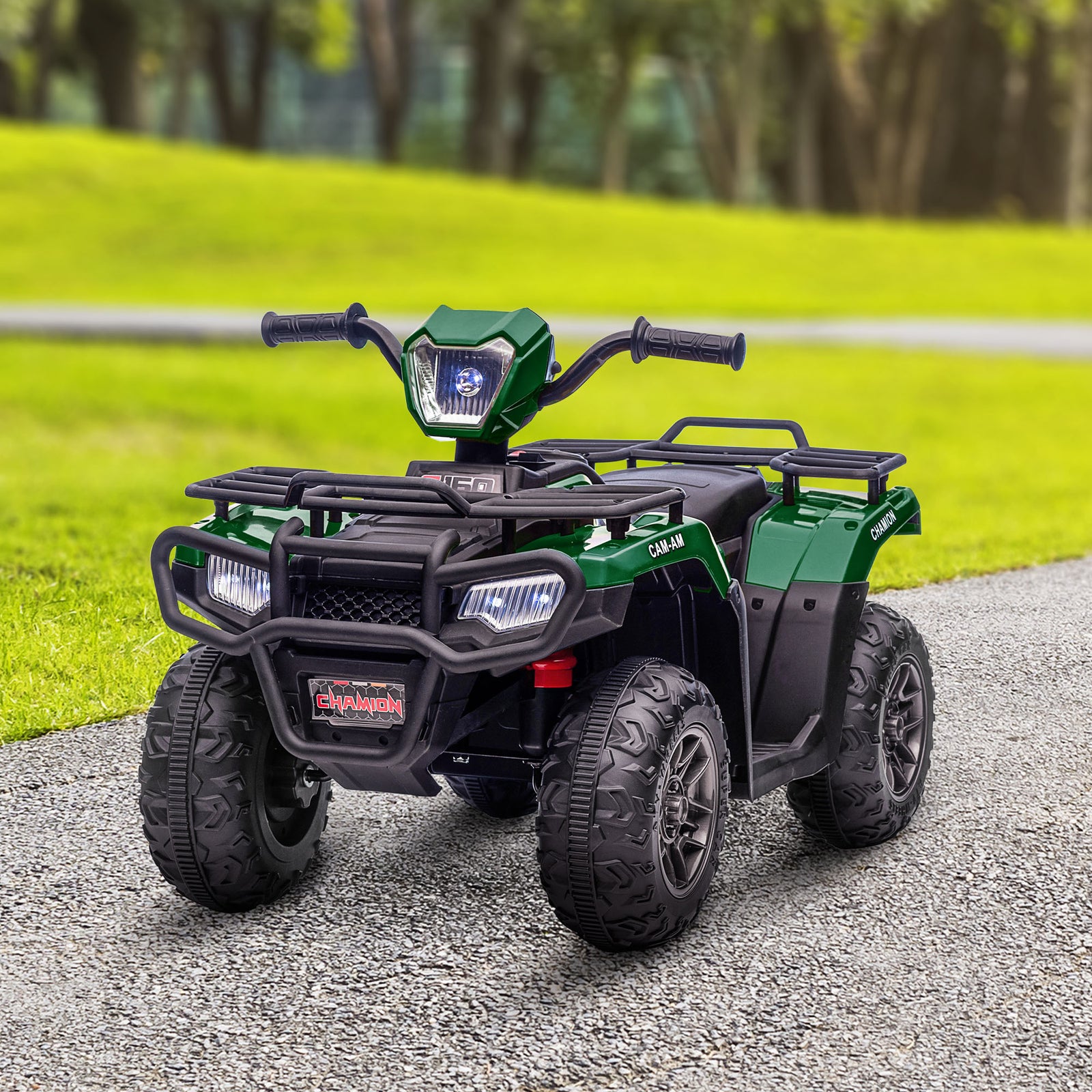 12v Electric Quad Bike For Kids W/ Led Headlights, Music | Green