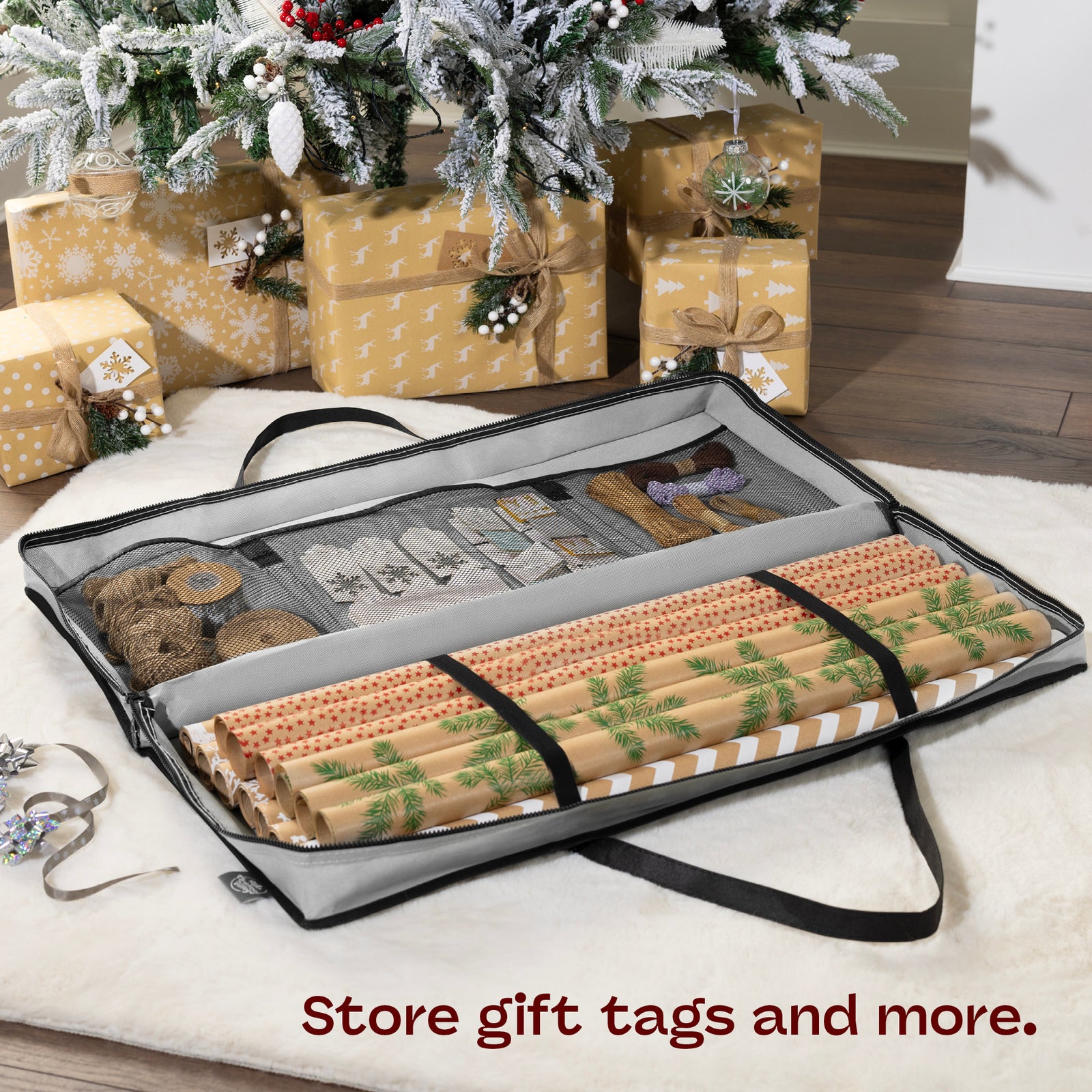 Wrapping Paper Storage Bag Dust Resistant Fabric Holder Grey