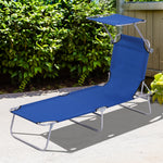 Reclining Sun Lounger Folding Recliner Garden Chair | Set of 1 | Blue