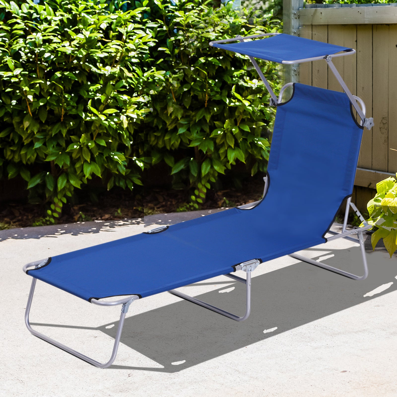 Reclining Sun Lounger Folding Recliner Garden Chair | Set of 1 | Blue