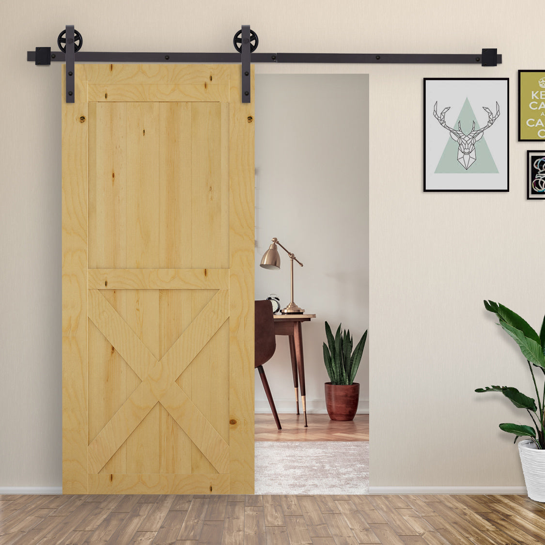 6ft/1830mm Carbon Steel Sliding Barn Wood Door Hardware Closet Track Set