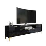 Goldline Gloss Tv Unit 200cm | Black